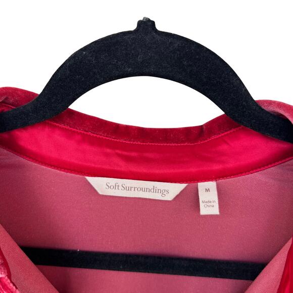 NWOT Soft Surroundings Red Velvet Button-Up Shirt Mixed Buttons Long Sleeve M - Picture 5 of 11